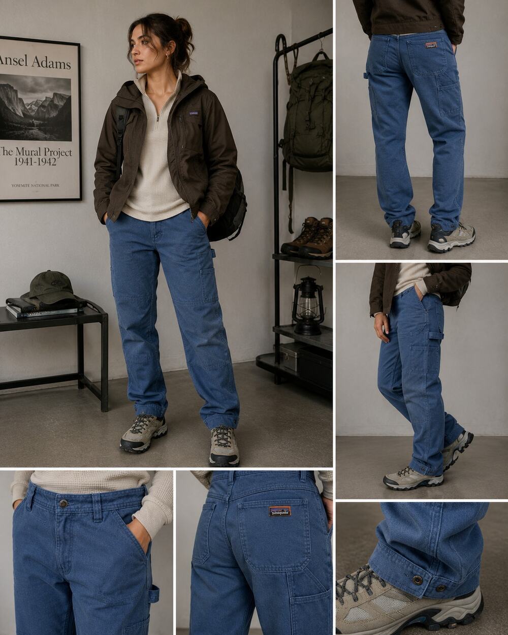 Patagonia Hemp Canvas Work Pants Women's 6 Blue Carpenter Utility Hiking Outdoor
